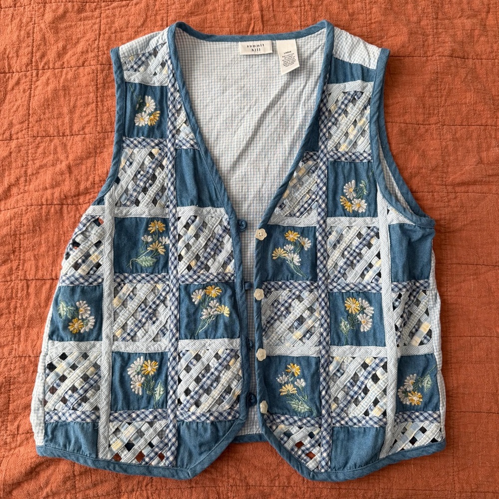 Vintage Summit Hill Patchwork Quilted Floral Vest… - image 1